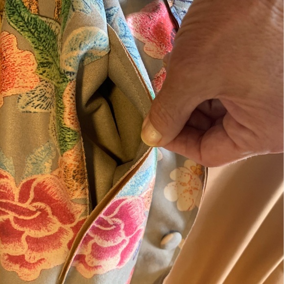 Anthropology Solitaire brown faux suede long line vest floral painted art New M - Picture 11 of 15